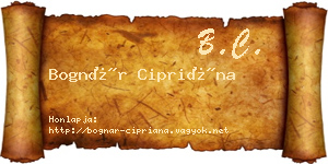Bognár Cipriána névjegykártya